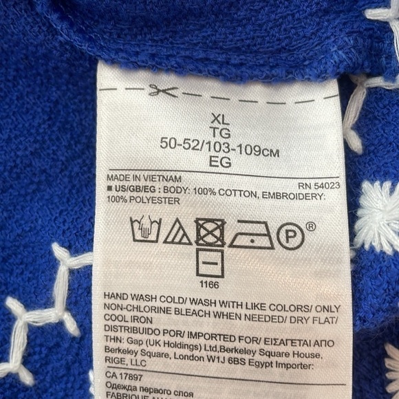 Banana Republic Cotton Sleeveless Top Embroidered Blue Size XL - Picture 5 of 5